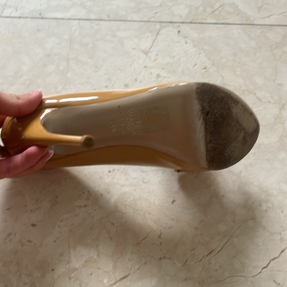 Authentic Valentino Bow Beige Nude Patent Leather Platform Stiletto Heels - Picture 7 of 7